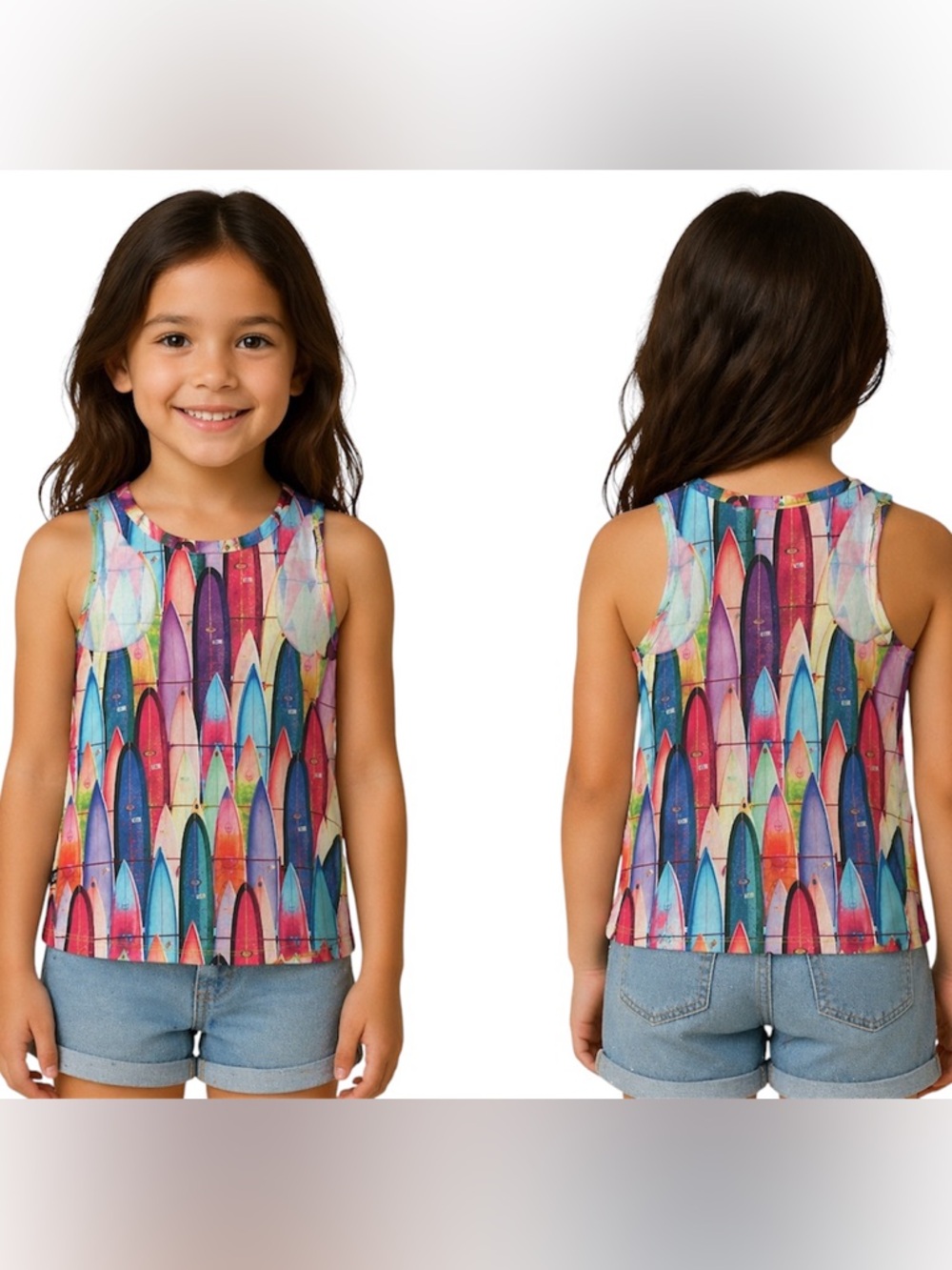 Terez Girl’s Surf Board Print Tank Size Medium